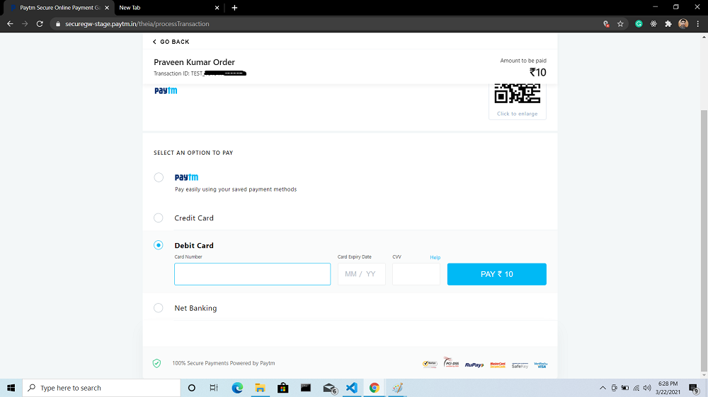How to Integrate Paytm Test API in Node.js ? - GeeksforGeeks