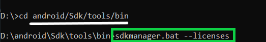 sdkmanager accept license