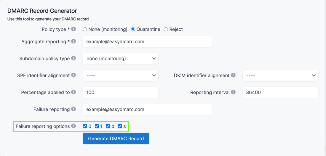 Failure reporting optioms