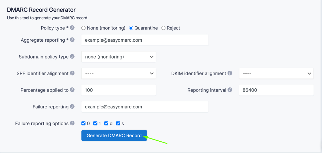 Generate DMARC Record