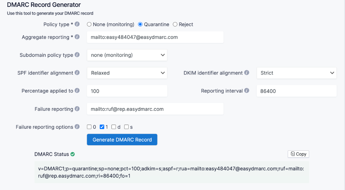 DMARC Record is created 