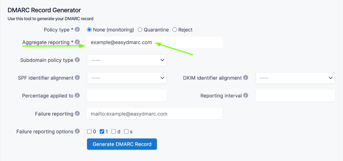 Aggregate reporting address