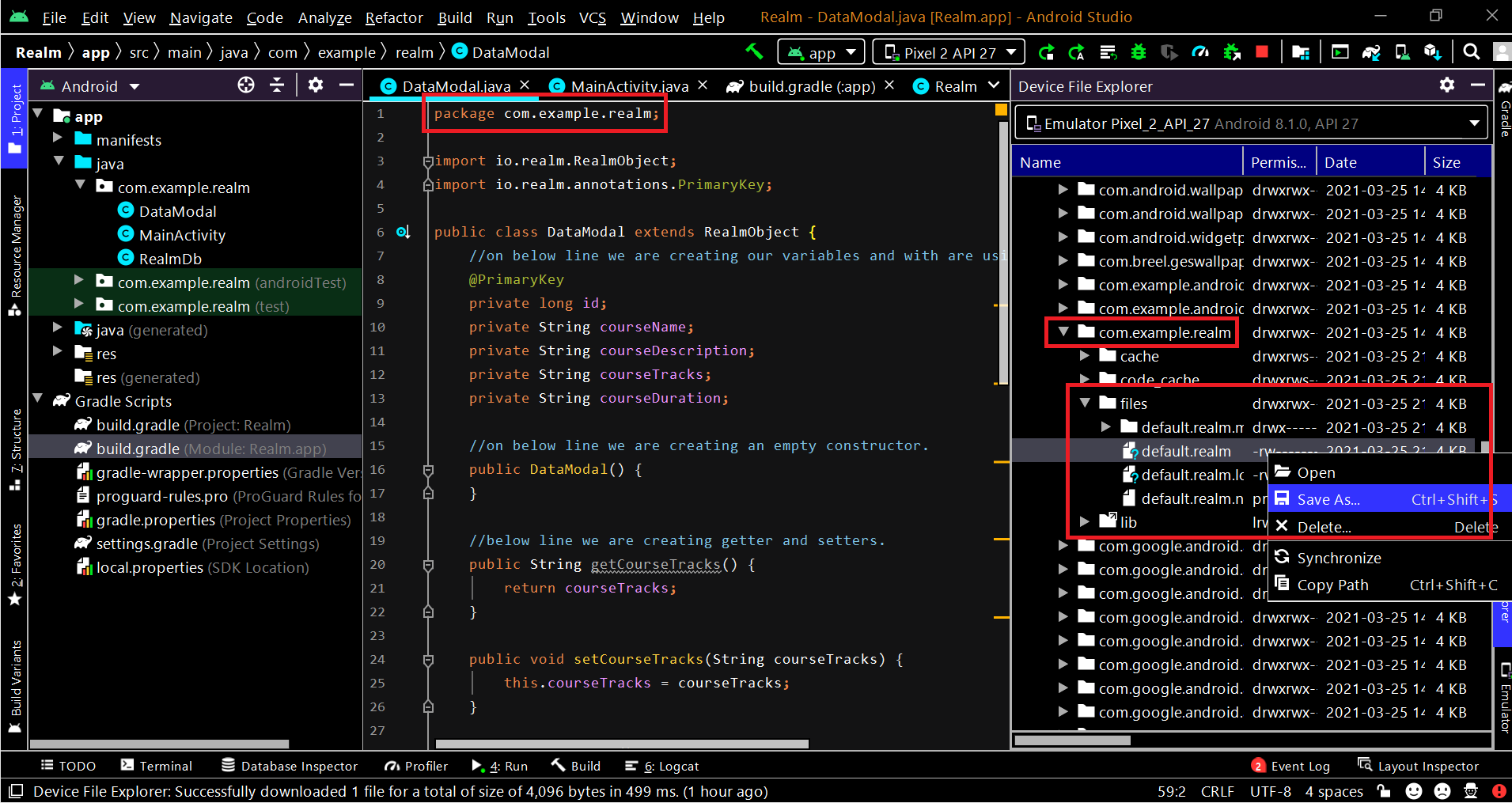 How to View and Locate Realm Database in Android Studio? - GeeksforGeeks