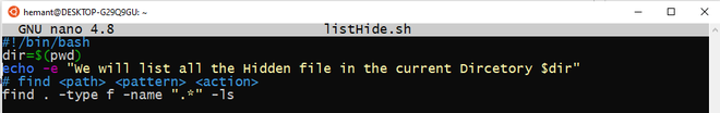 Shell Script to List all Hidden Files in Current Directory