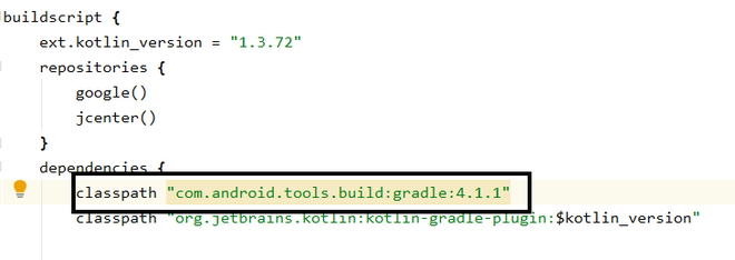 Classpath gradle version in android studio -DataVoid