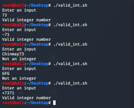 Shell Script to validate integer input, allow negative integers too