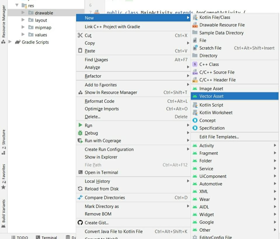 How to Add Vector Assets in Android Studio? - GeeksforGeeks
