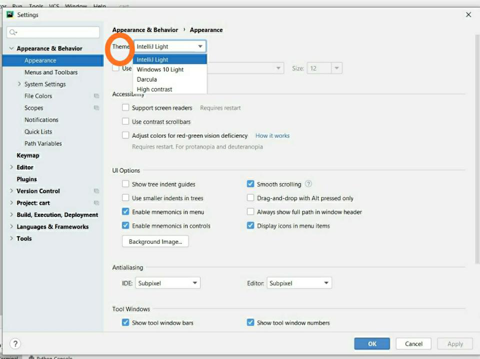 How to Change Theme in PyCharm IDE? - GeeksforGeeks