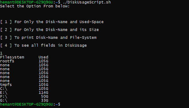 Shell Script to Check Disk Space Usage