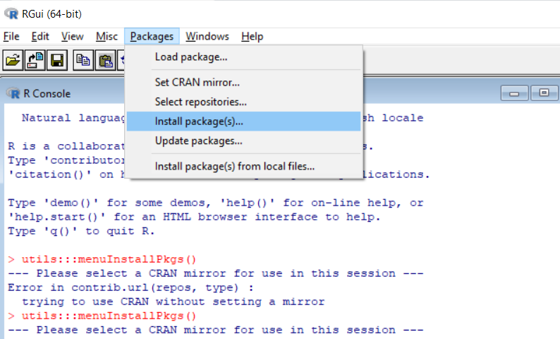 how to install package in r