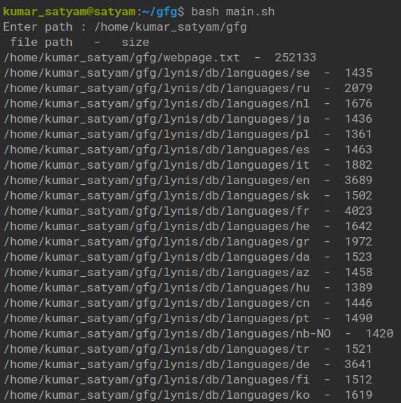 Shell Script To Display Name & Size Of A File Whose Size Is Greater Than  1000 Bytes - Geeksforgeeks