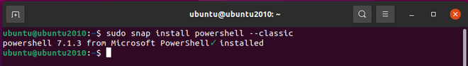 Installing powershell with snap