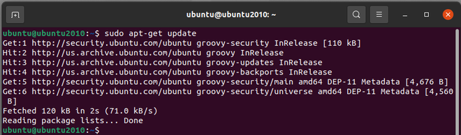 sudo apt update