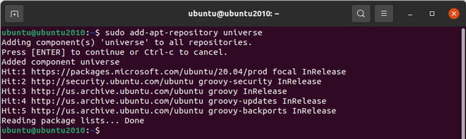 enabling universe repository