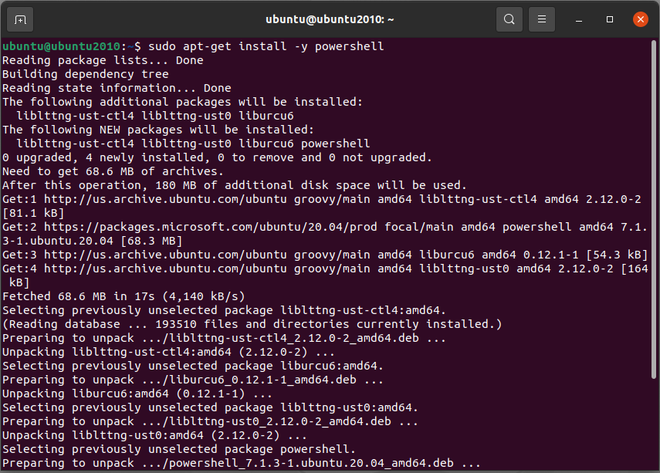 command to install powershell in linux