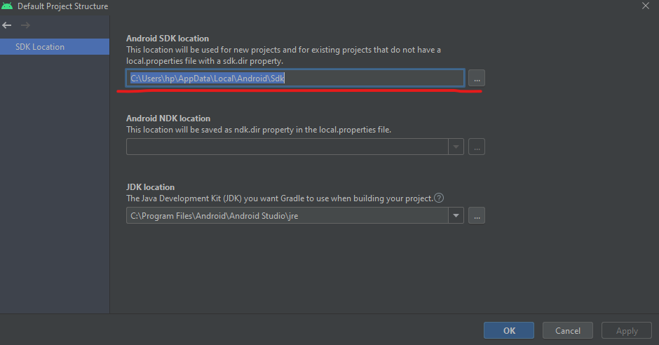 sdk location not found android studio