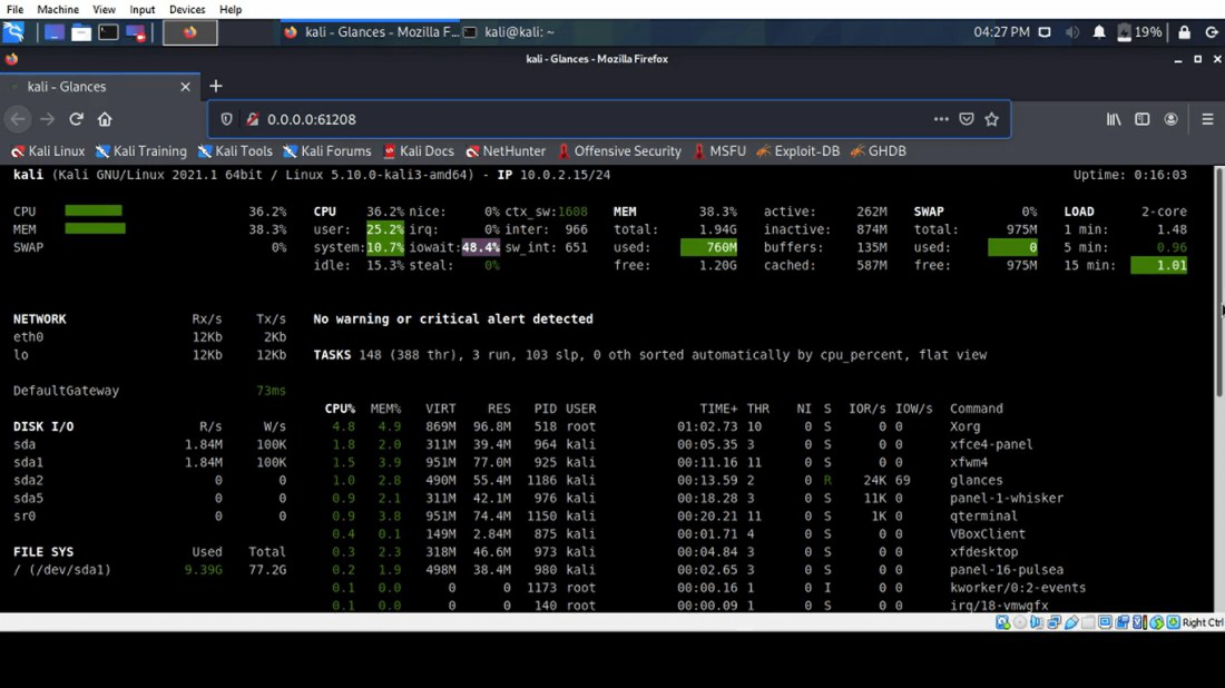 Use Glances to Monitor Remote Linux in Web Server Mode