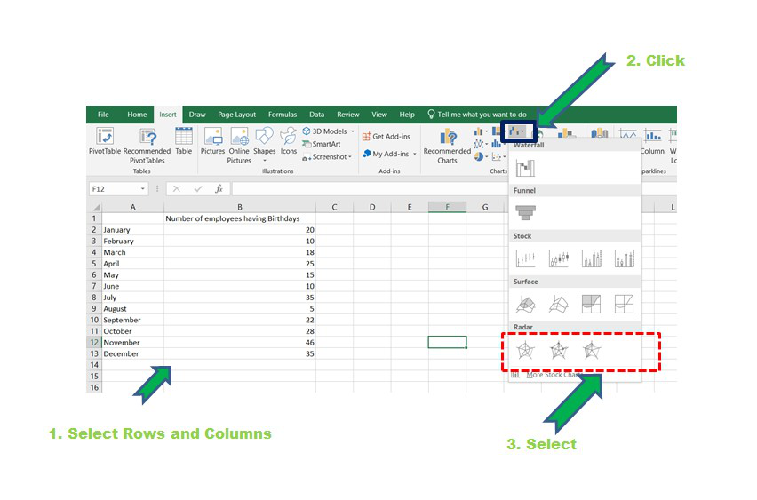 create radar chart microsoft excel for mac