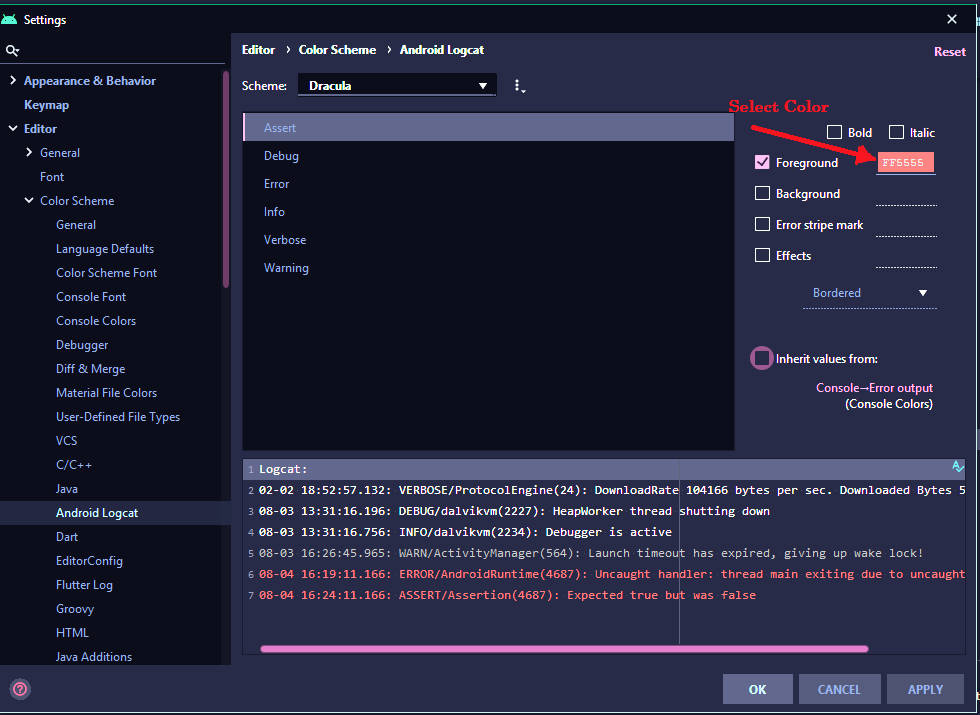 How to Change Color of Logcat in Android Studio? - GeeksforGeeks
