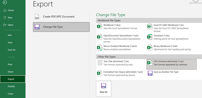 Creating a csv file in other format than comma for master or