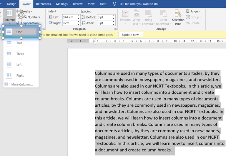 Add Columns in Microsoft Word - GeeksforGeeks