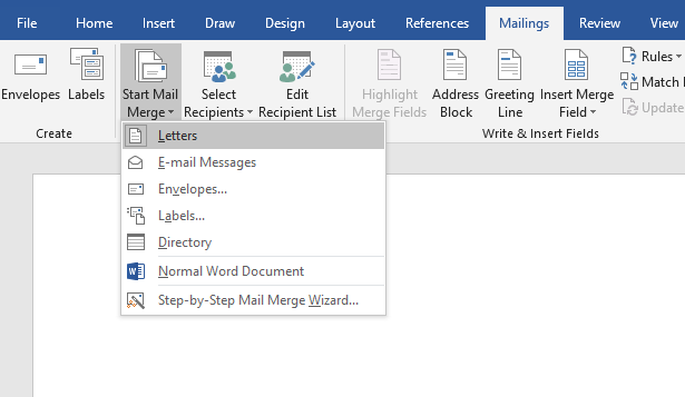 mail merge in ms word assignment