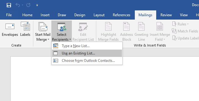 how to mail merge from excel to word 2007