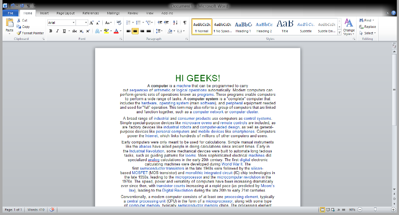 how to center text in word document