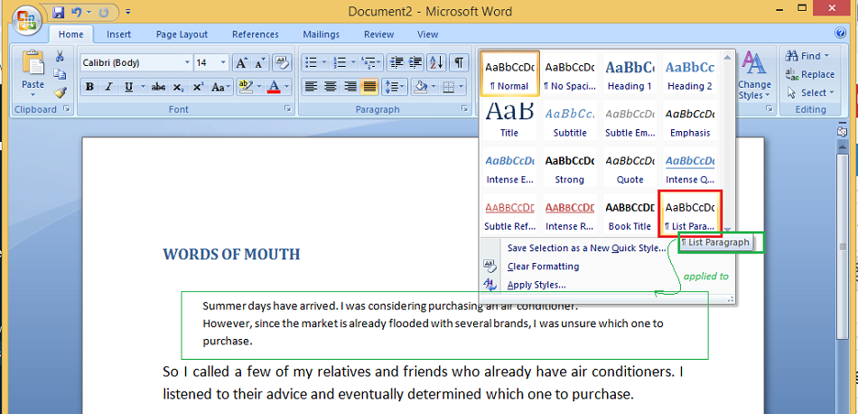 Applying Styles in MS Word GeeksforGeeks