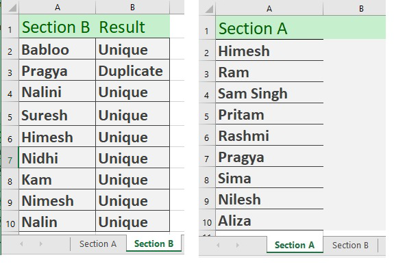 microsoft excel find duplicates in two spreadsheets