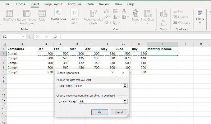 Select range of cells