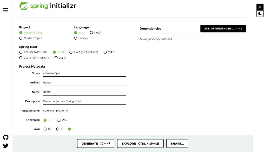 Spring Initializr Web UI