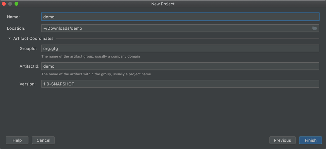 Enter Project Metadata details such as Name, GroupId, ArtifactId