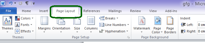 assignment page size in ms word