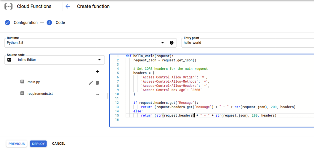 Google CLoud function as an ftp server