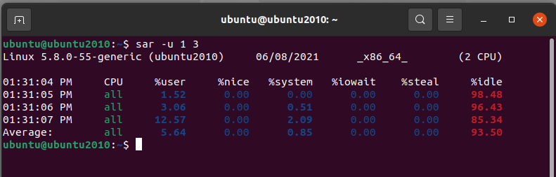 Sar Command To Check Cpu Utilization