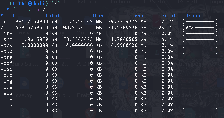 Discus Show Colourised Disk Space Usage in Linux