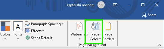 how to change the page color in word