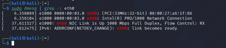 dmesg grep eth
