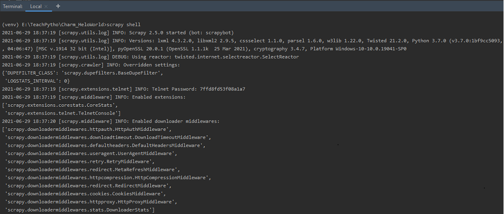 Scrapy shell виндовс как запустить