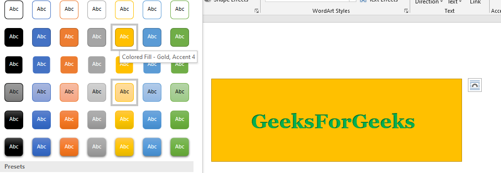 How to set the Background Color of the Textbox in MS Word? - GeeksforGeeks