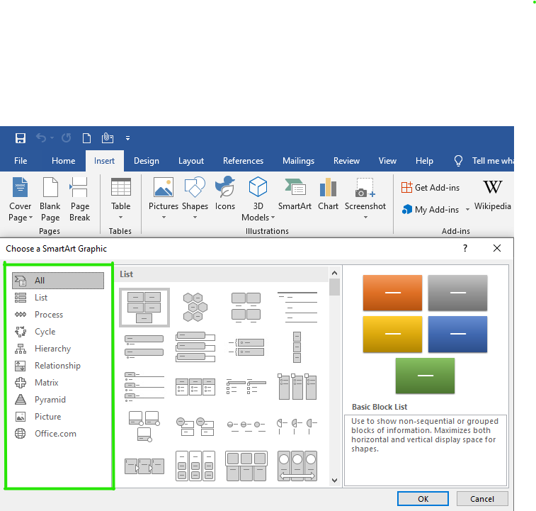 How To Insert Smartart In Microsoft Word Geeksforgeeks 8402