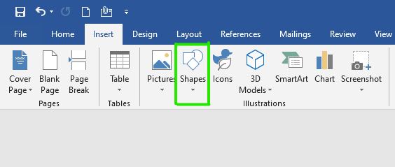 shapes assignment in ms word