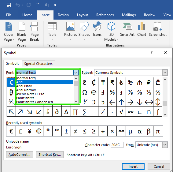 Web Symbol In Word