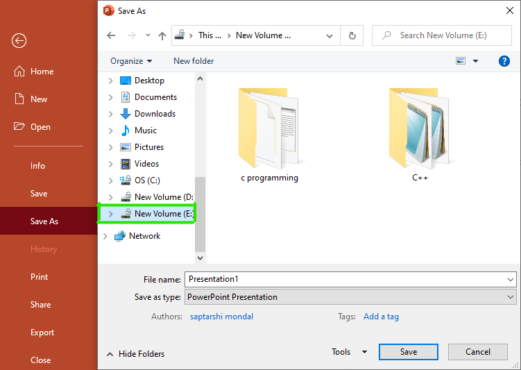 save powerpoint presentation as pdf