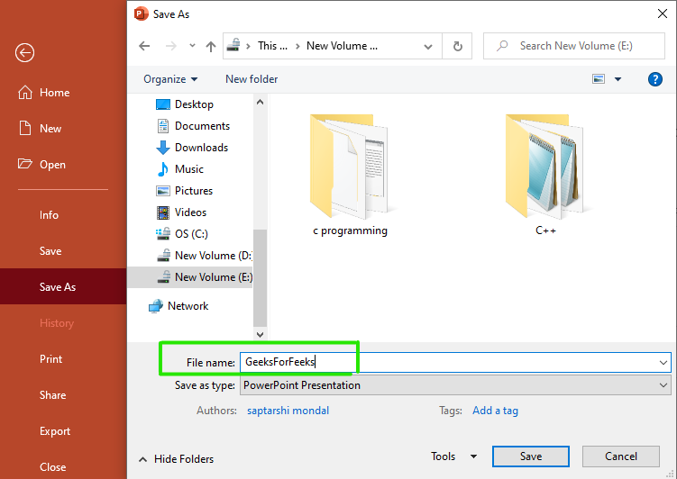 save powerpoint presentation as pdf