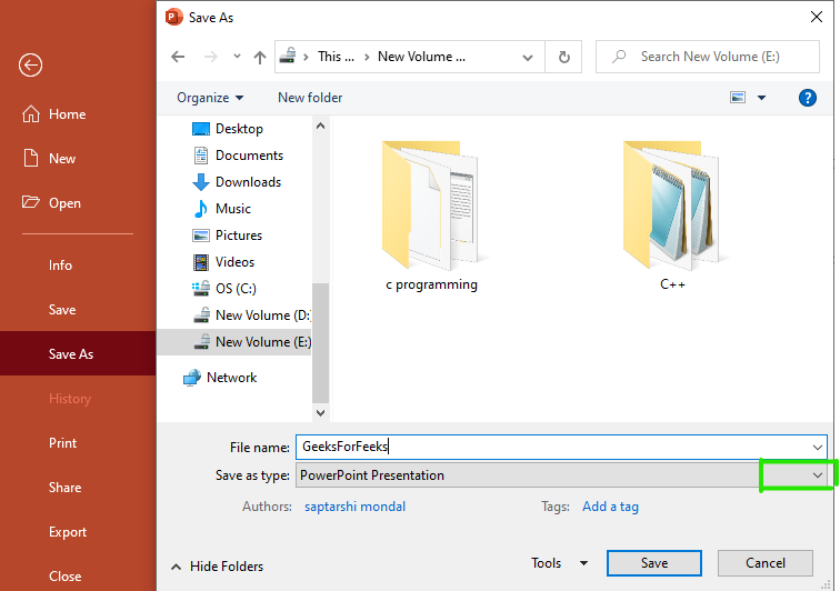 save powerpoint presentation as pdf