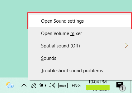 Select "Open Sound Settings"