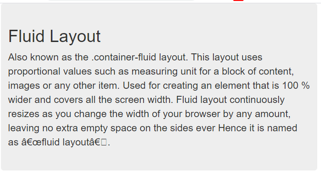 Layout Fluid Example How many types of layouts are there in Bootstrap ? - GeeksforGeeks