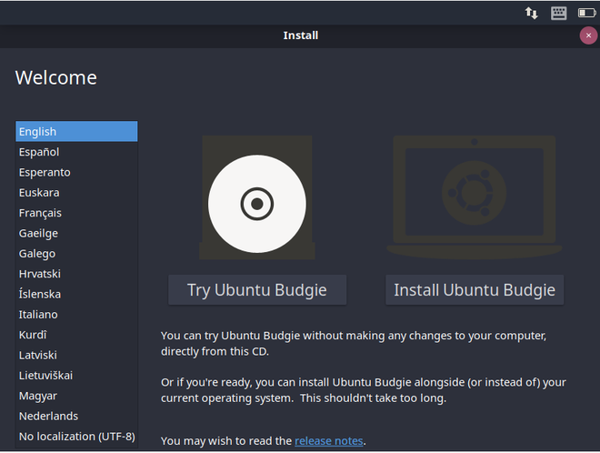 Install Ubuntu Budgie